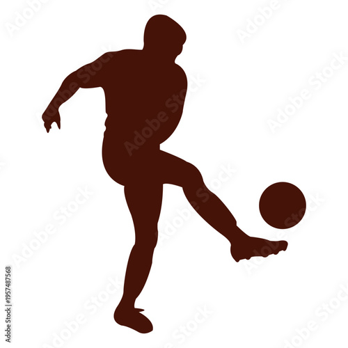 Football player volley kick silhouette