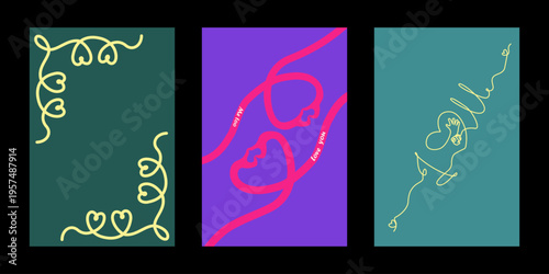 Minimal heart line art, abstract love line drawing background