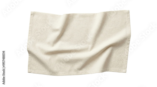 Bild auf Leinwand Cream colored woven kitchen towel on transparent background