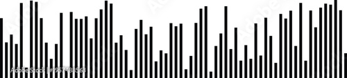 A minimalist black and white visualization of vertical data bars in a clean linear sequence