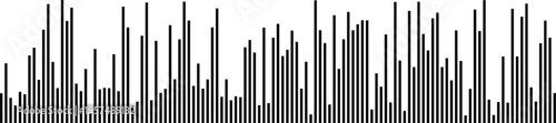 Abstract visualization of black vertical bars representing a digital sound wave frequency pattern
