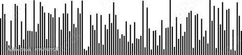 Abstract bar graph representation with vertical black lines of varying heights on white background