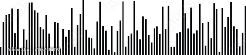 A minimalist black and white bar chart showing fluctuating data points in a vertical layout