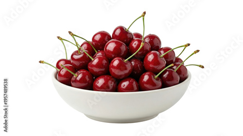 Quadro em tela White bowl filled with ripe red cherries
