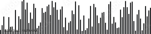 A visual representation of an abstract black and white vertical bar graph pattern design