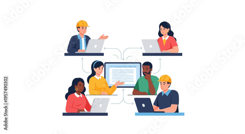 Diverse Team Online Collaboration with Digital Project Management and Shared Platform