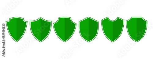 Shield collection, Collection of security shield icons. Shields with various designs.