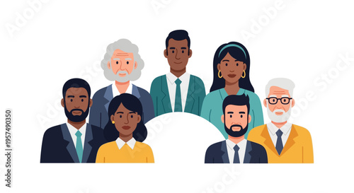 Diverse Group of Business People Avatars Illustration. Multi-ethnic Team, Employee Staff Community.