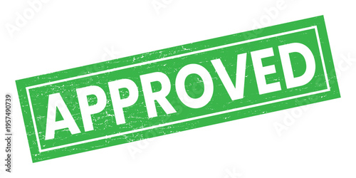 Green Approved Stamp Graphic with Distressed Texture and White Border