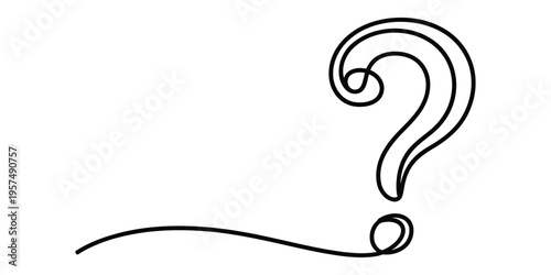 Minimalist Continuous Line Drawing of a Question Mark