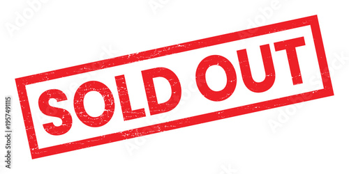 Red Sold Out Stamp with Grunge Texture on Transparent Background