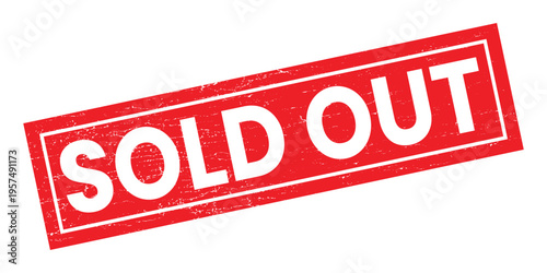 Red Sold Out Stamp with White Distressed Letters on Transparent Background
