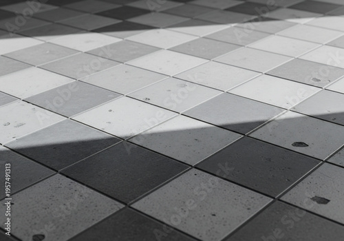 Shadow gracefully accents checkered tiles on the floor today