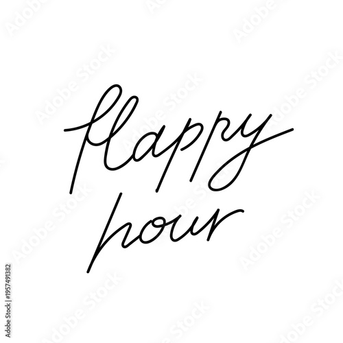 Hand drawn calligraphic quote Happy hour. Vector handwritten lettering. Vintage elegant style