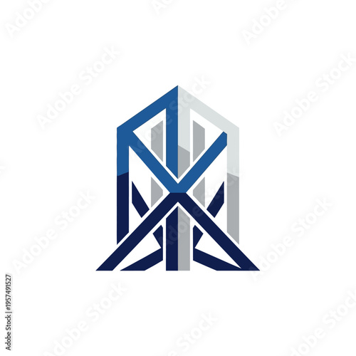 Abstract Geometric Building Construction Logo Isolated White Background