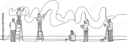 teamwork puzzle connection line