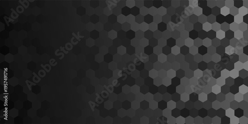 Abstract pattern background. Hexagon shape with black gradient faded to gray. Texture design for publication, cover, poster, brochure, flyer, banner, wall. Vector illustration.