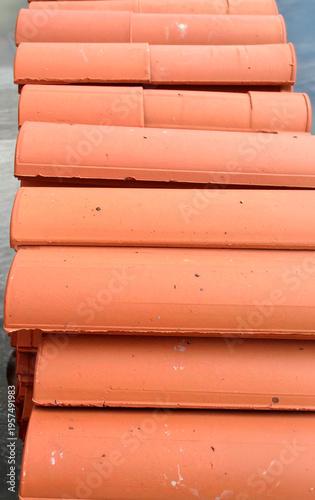 Roof tile raw industrial material close up