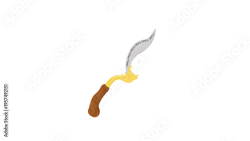 Traditional Indonesian Kujang Against a White Background