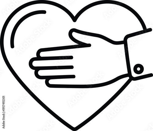 A heart with hands forming a protective and caring gesture around it