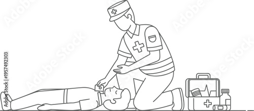 Medical professional performing cardiopulmonary resuscitation on an individual