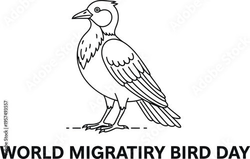 Celebration of world migratory bird day with a bird silhouette and text.