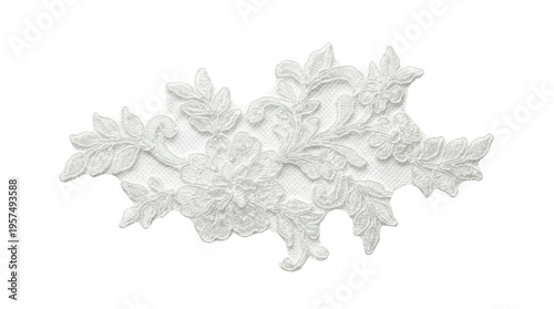 Bild auf Leinwand White lace floral applique embroidery design