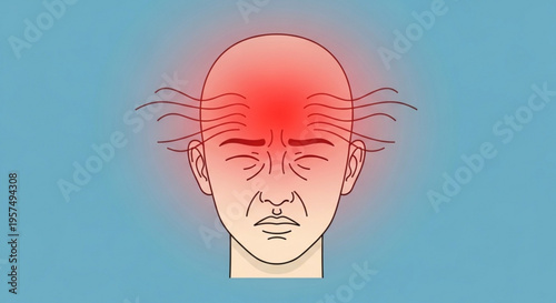 Abstract vector illustration of a funny cartoon man face with black hair and a smile, depicting a hand-drawn character sketch in a comic art style