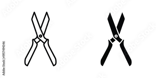 minimalist scissors icon set flat design vector illustration