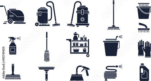 Construction and Architecture Industry Icon Set featuring Heavy Machinery, Real Estate Symbols, Building Tools, Blueprint Planning, and Engineering Equipment