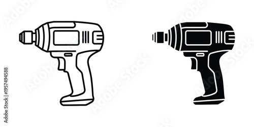 power drill tool flat design vector illustration isolated on white background