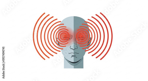 Abstract vector illustration of a 3d wireless technology background featuring a red ribbon and arrows to symbolize a high-speed internet network connection target