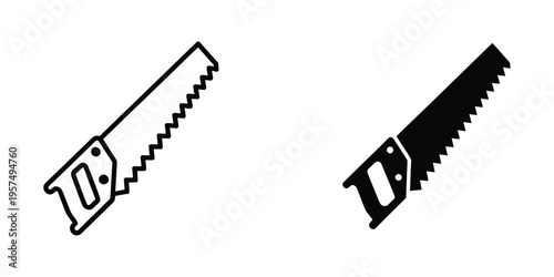 hand saw and hacksaw tools isolated flat design vector illustration