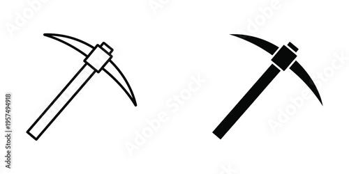 crossed pickaxe and hammer tools flat design vector illustration