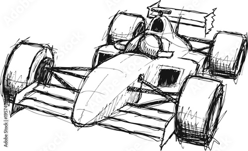 formula one race car sketch, high speed open wheel racing vehicle drawing, motorsport concept art