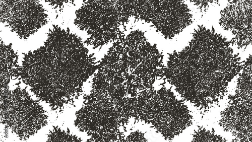 Black and white abstract ink blot pattern with irregular shapes and textured edges