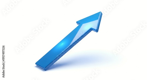 A blue arrow pointing upwards on a white background, symbolizing growth and progress