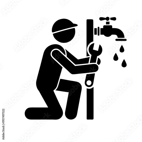 Simple Black Karate Fighter Silhouette Icon with Martial Arts Kick Pose