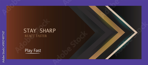 Stay sharp concept gaming banner template design, modern cover vector illustration