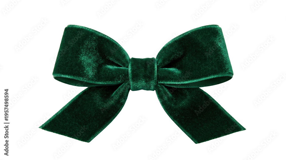 Obraz premium Elegant dark green velvet bow on transparent background