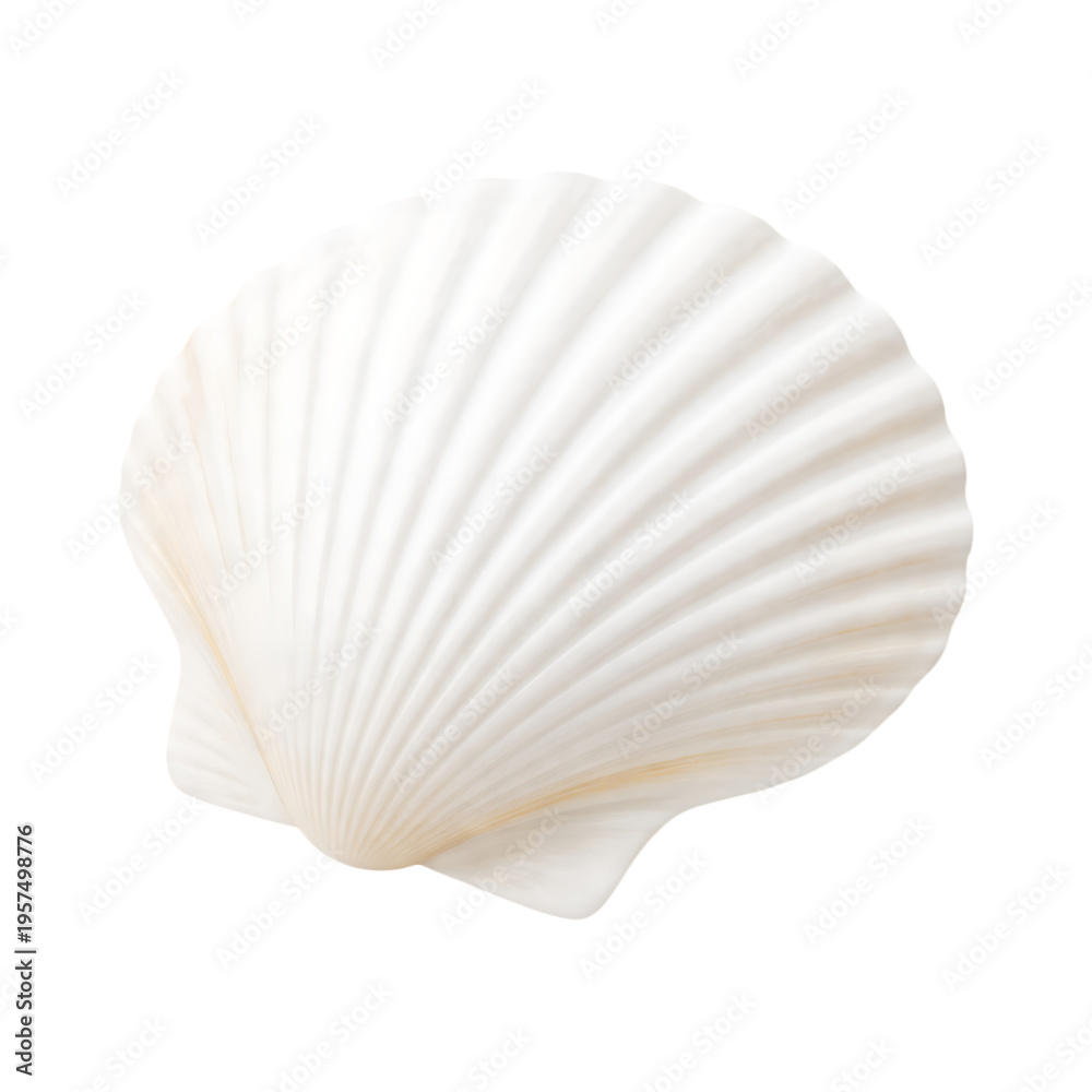 Fototapeta premium Detailed white scallop shell on transparent background