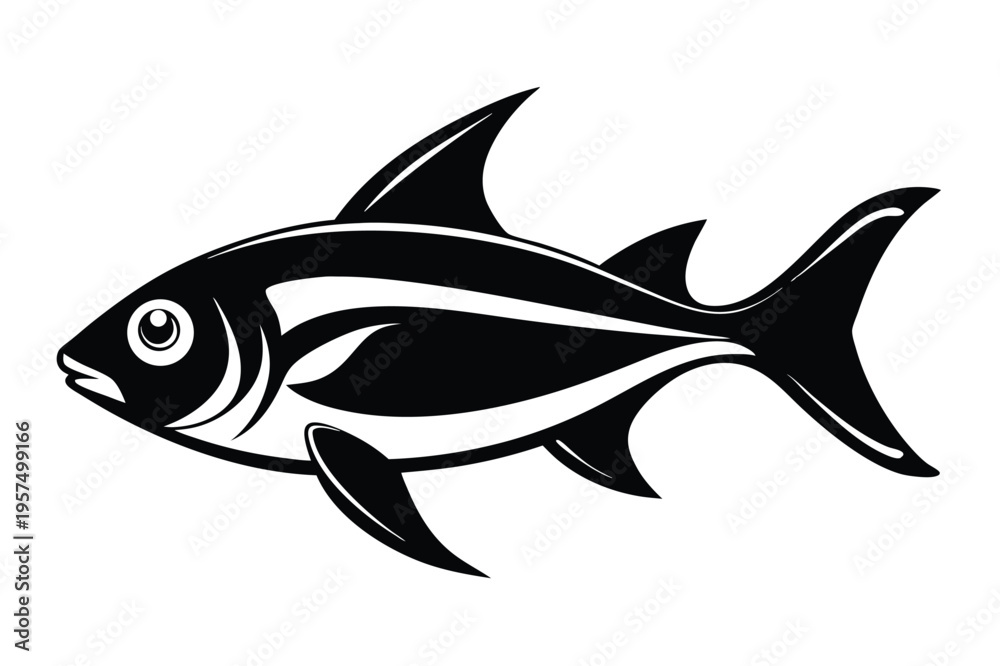 Fototapeta premium neon tetra silhouette line art vector illustration