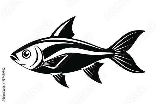 neon tetra silhouette line art vector illustration