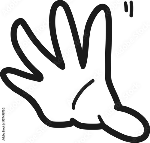 선으로 된 활짝핀 손 모양 일러스트