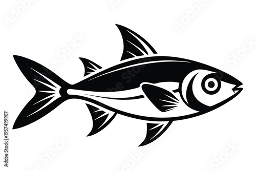 neon tetra silhouette line art vector illustration