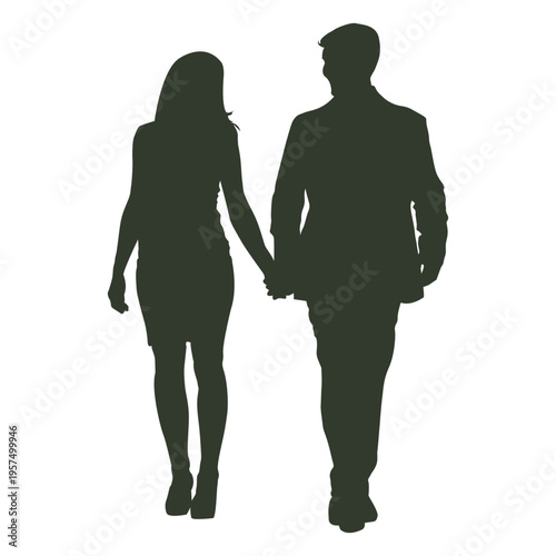 Couple walking silhouette formal