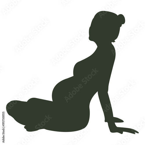 Pregnant woman silhouette back strech