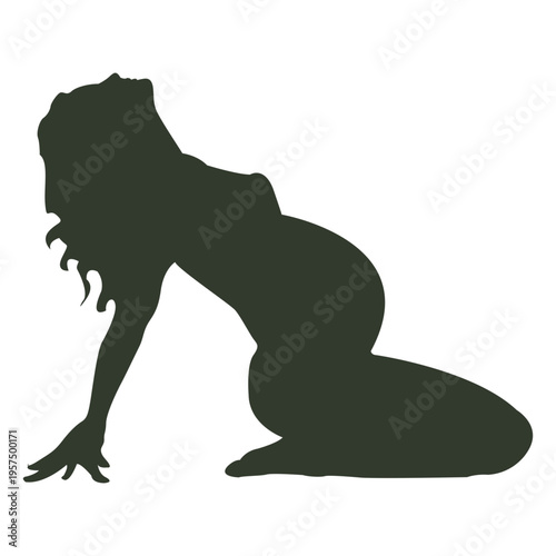 Pregnant woman silhouette streching back