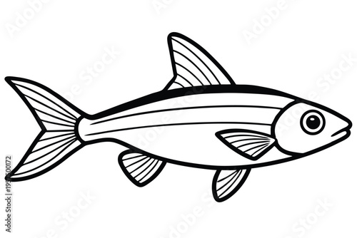 neon tetra silhouette line art vector illustration