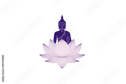 Buddha Silhouette illustration, element. Buddha Purnima, Vesak Day concept design with Buddha siting in lotus illustration, abstract background, banner, poster and flyer